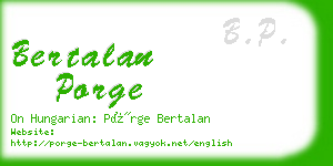 bertalan porge business card